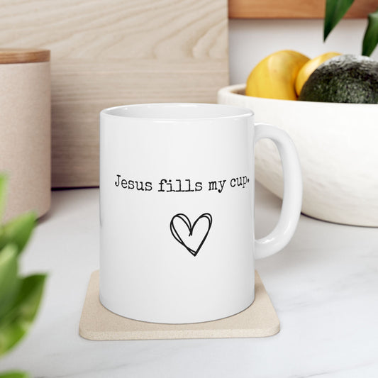 Jesus Fills My Cup Heart Mug